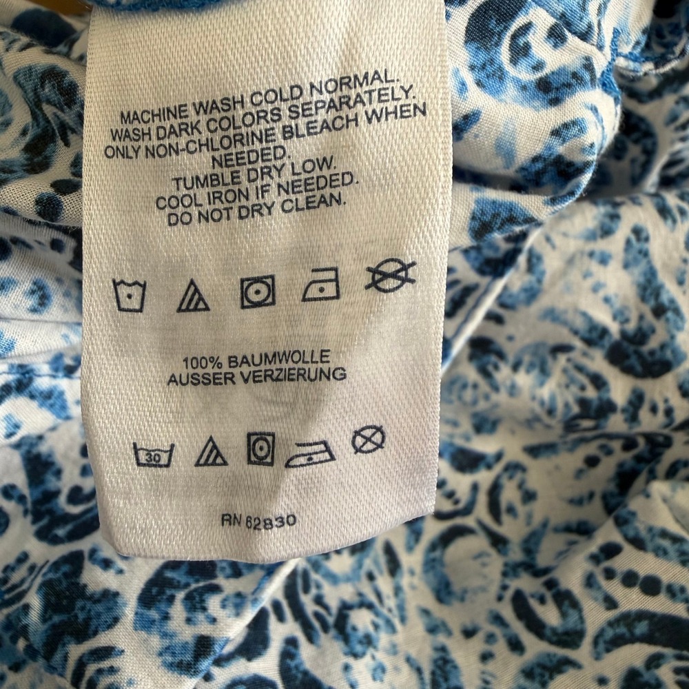 Lands End Blue White Tile Print V-Neck Cotton Shift Dress Pockets 3XL - Picture 5 of 5